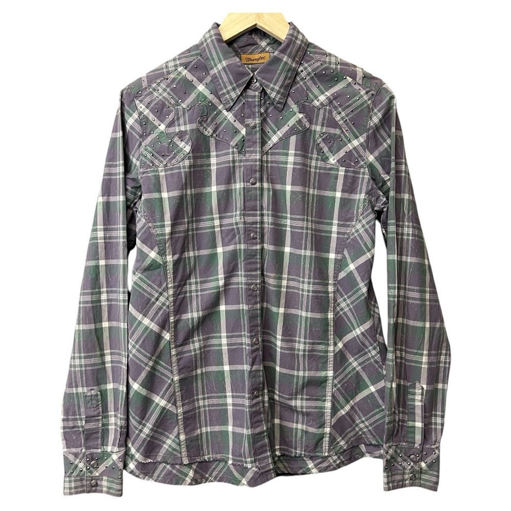 Wrangler Plaid Long Sleeve Button Down Size Medium